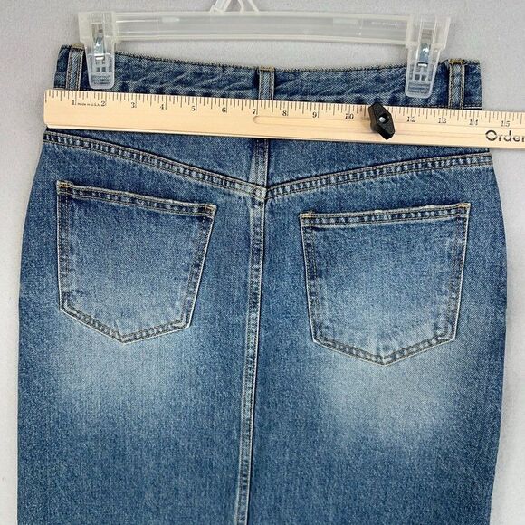 The Frankie Shop Skirt Womens Small Blue Jean Denim Button Fly Pencil Maxi Texas - Picture 11 of 16
